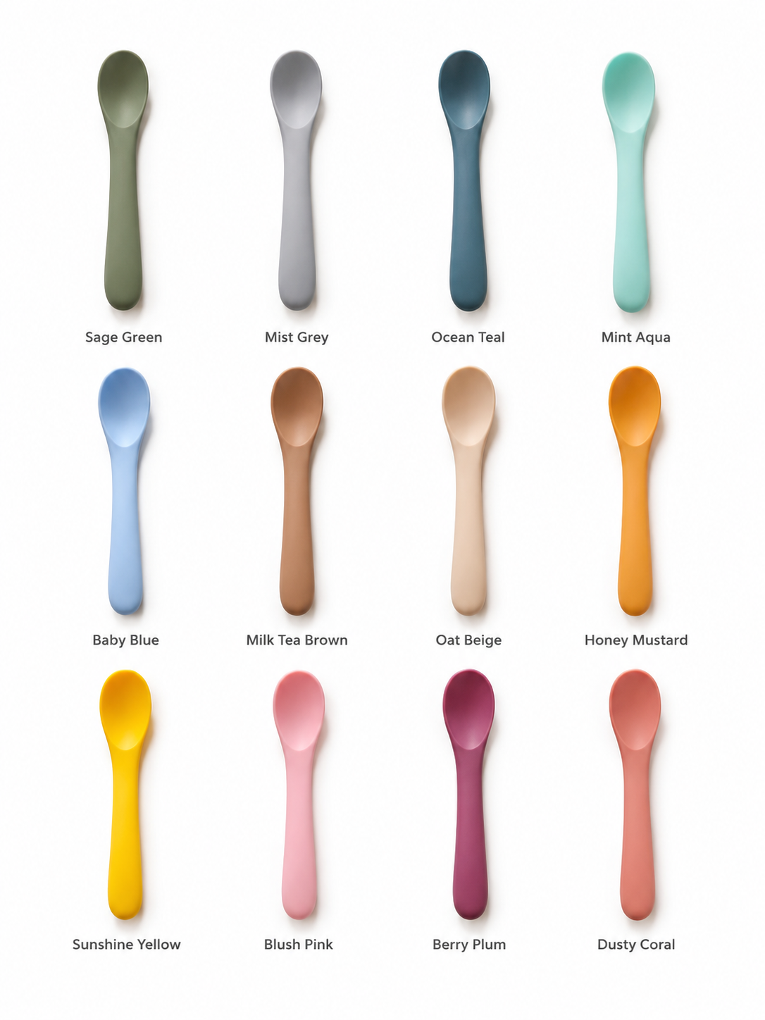 Soft Grip Short Silicone Spoon for Baby & Pet Feeding BPA FREE