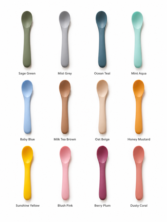 Soft Grip Short Silicone Spoon for Baby & Pet Feeding BPA FREE