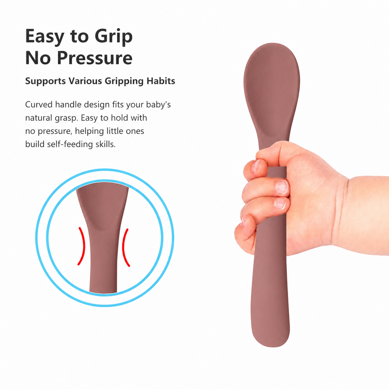 Soft Grip Short Silicone Spoon for Baby & Pet Feeding BPA FREE