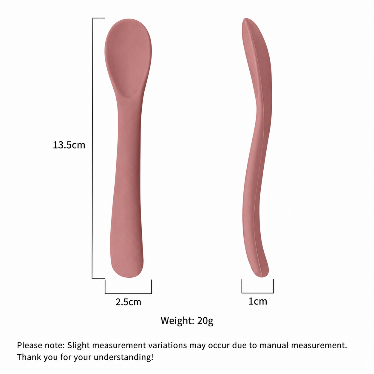 Soft Grip Short Silicone Spoon for Baby & Pet Feeding BPA FREE