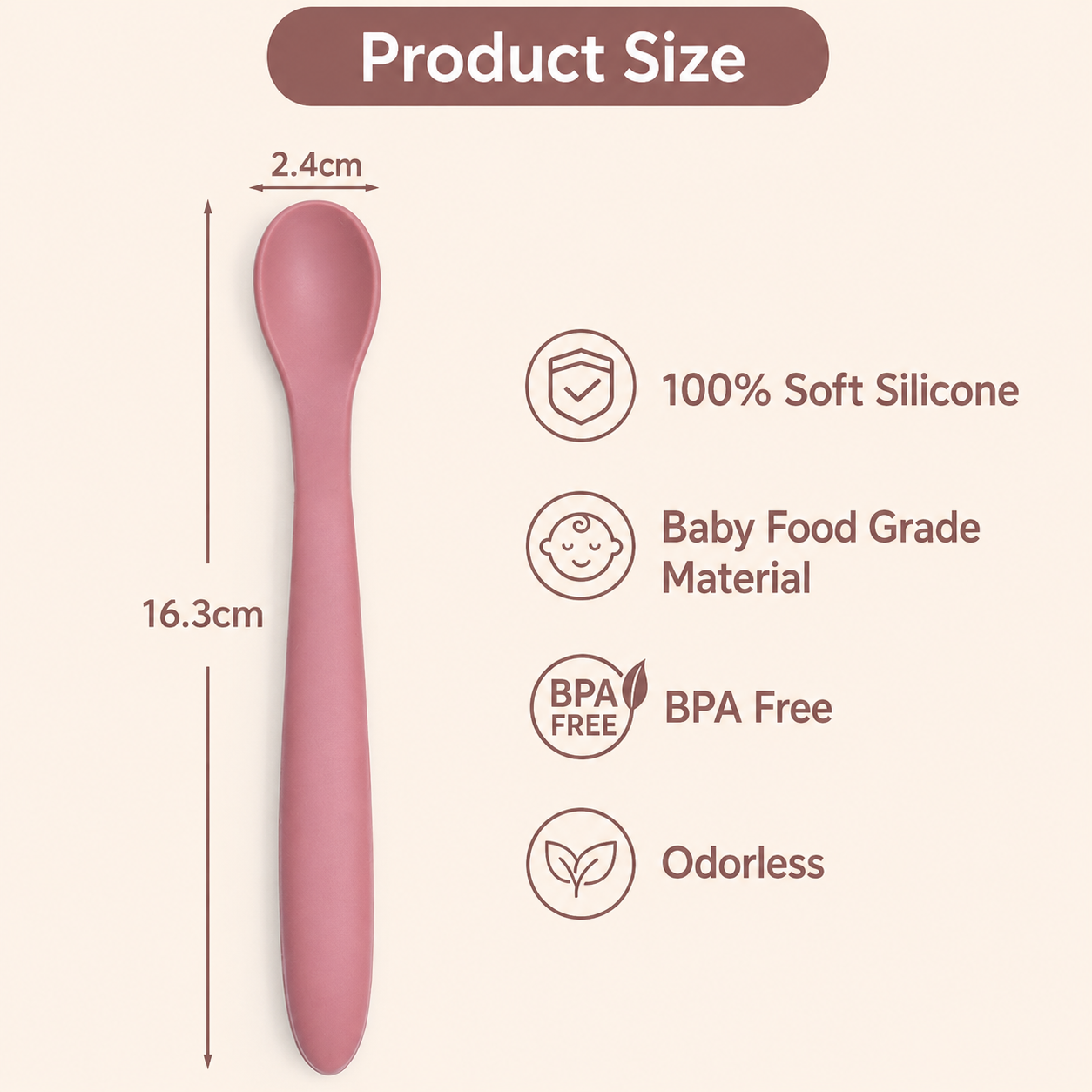Silicone Spoon Soft Grip Soft Tip BPA FREE for Baby or pets use