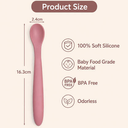 Silicone Spoon Soft Grip Soft Tip BPA FREE for Baby or pets use