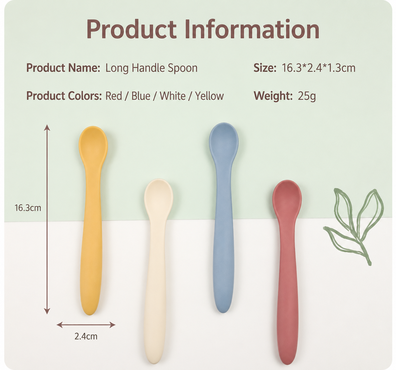 Silicone Spoon Soft Grip Soft Tip BPA FREE for Baby or pets use