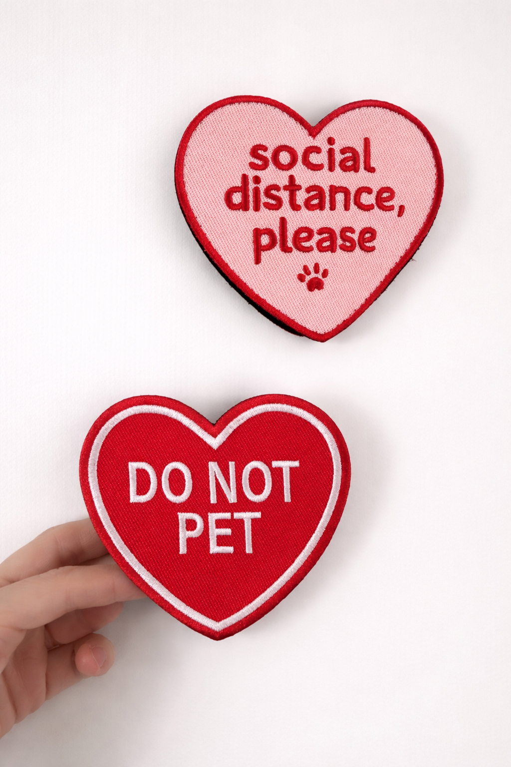 Pawchi Heart Velcro Patch – Do Not Pet / Social Distance Please