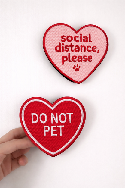 Pawchi Heart Velcro Patch – Do Not Pet / Social Distance Please