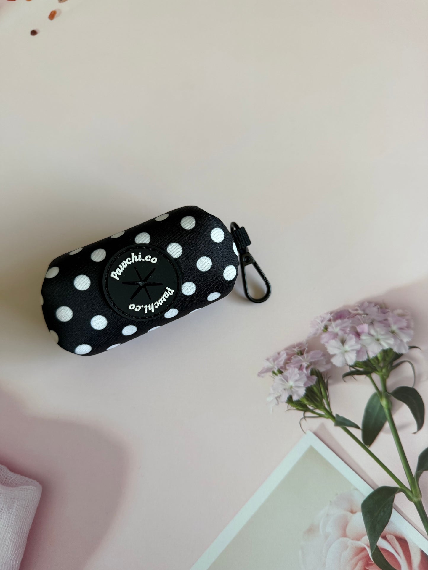 Black Polka Poop Bag Holder