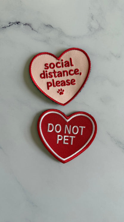 Pawchi Heart Velcro Patch – Do Not Pet / Social Distance Please