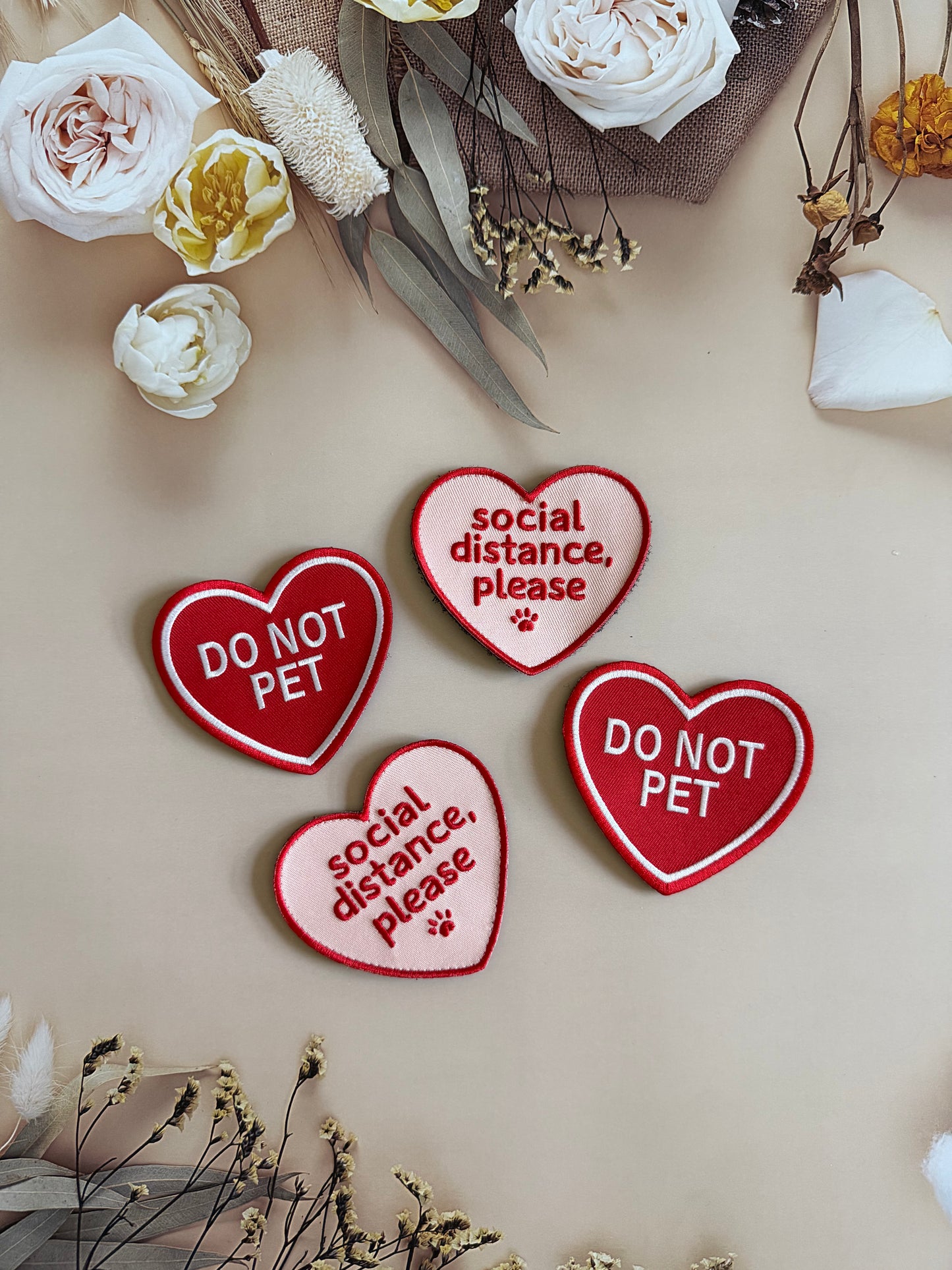 Pawchi Heart Velcro Patch – Do Not Pet / Social Distance Please