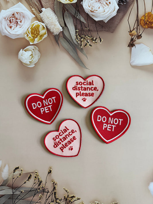 Pawchi Heart Velcro Patch – Do Not Pet / Social Distance Please
